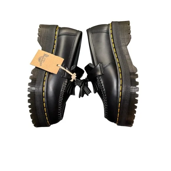 New w/Tags! Dr Martens Tassel Loafers Black Leather Platform Lug Sole Mens 8 - Picture 7 of 16